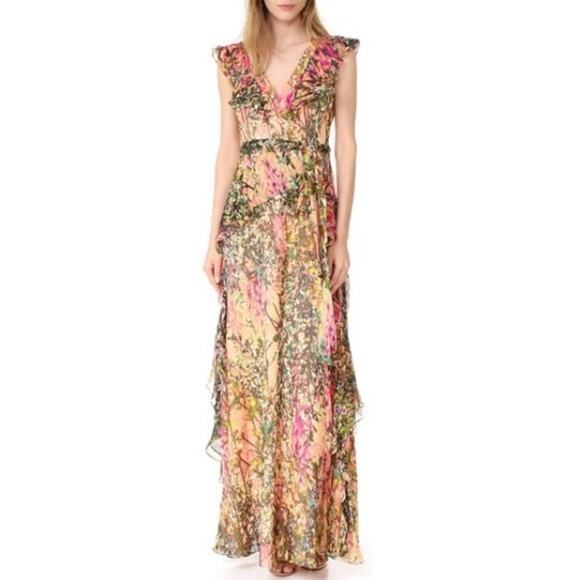 Badgley Mischka Multicolor Floral Maxi Dress - Picture 1 of 15